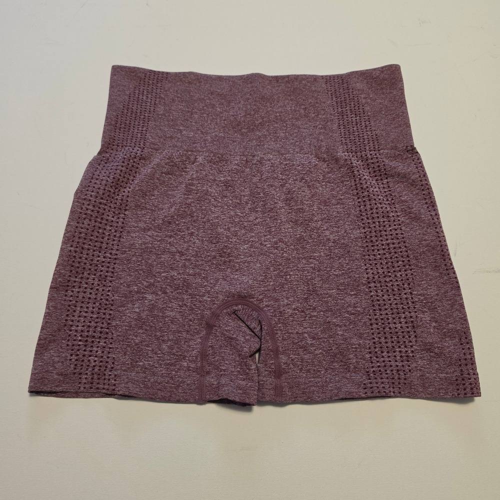Seamless High Waisted Athletic Workout Shorts Heather Maroon Size Medium